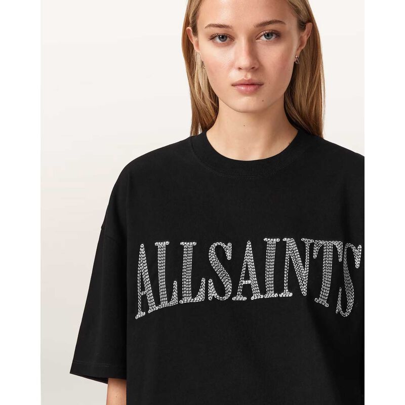 AllSaints Dash Etta Oversized Embroidered Tee image number 2
